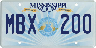 MS license plate MBX200