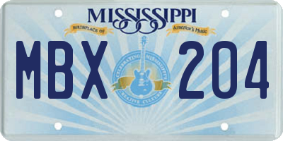 MS license plate MBX204