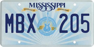 MS license plate MBX205