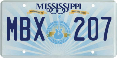 MS license plate MBX207
