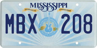 MS license plate MBX208