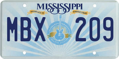MS license plate MBX209