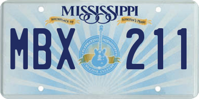 MS license plate MBX211
