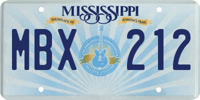 MS license plate MBX212