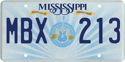 MS license plate MBX213