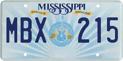 MS license plate MBX215