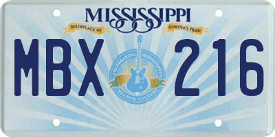 MS license plate MBX216