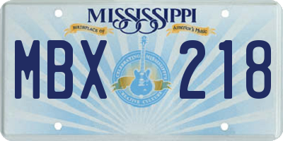 MS license plate MBX218