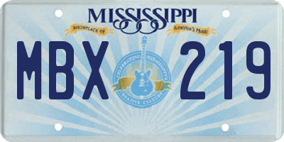 MS license plate MBX219