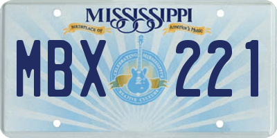 MS license plate MBX221