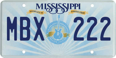 MS license plate MBX222