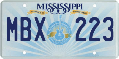 MS license plate MBX223
