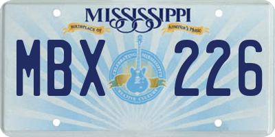 MS license plate MBX226