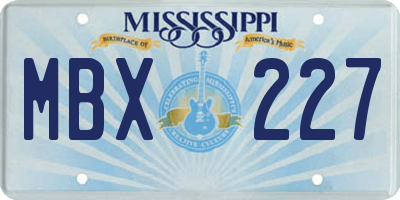 MS license plate MBX227