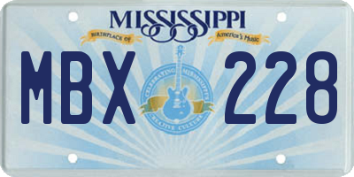 MS license plate MBX228