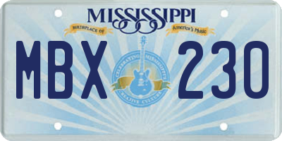 MS license plate MBX230