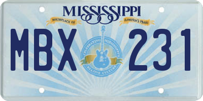 MS license plate MBX231