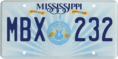 MS license plate MBX232