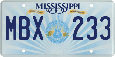 MS license plate MBX233