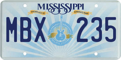 MS license plate MBX235