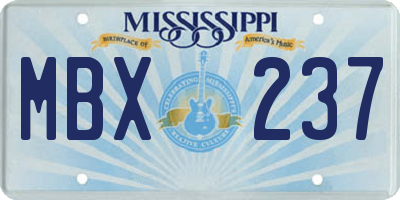 MS license plate MBX237