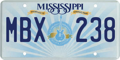 MS license plate MBX238