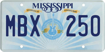 MS license plate MBX250