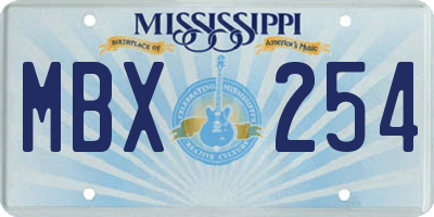 MS license plate MBX254