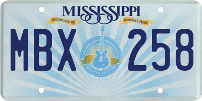 MS license plate MBX258