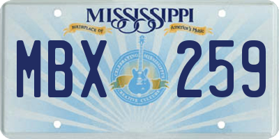 MS license plate MBX259