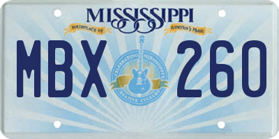 MS license plate MBX260