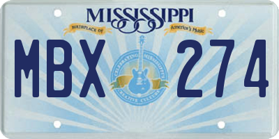 MS license plate MBX274