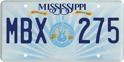 MS license plate MBX275