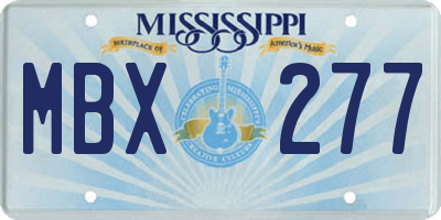 MS license plate MBX277