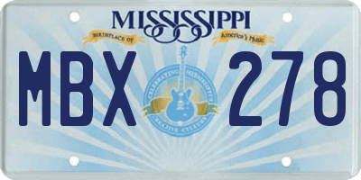 MS license plate MBX278