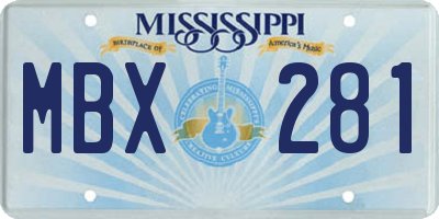 MS license plate MBX281