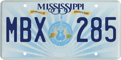 MS license plate MBX285