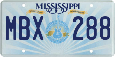 MS license plate MBX288