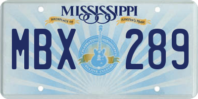 MS license plate MBX289
