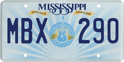MS license plate MBX290