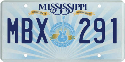 MS license plate MBX291