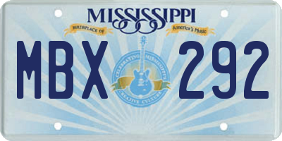 MS license plate MBX292