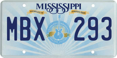 MS license plate MBX293