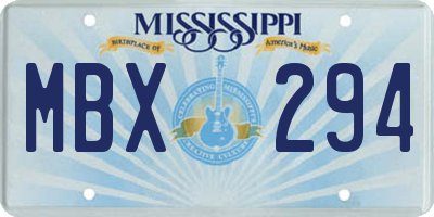 MS license plate MBX294