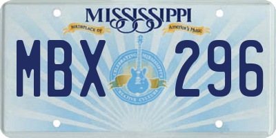 MS license plate MBX296