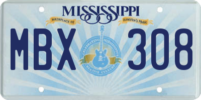 MS license plate MBX308