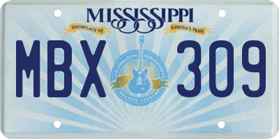 MS license plate MBX309