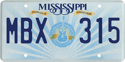 MS license plate MBX315