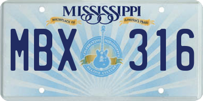 MS license plate MBX316