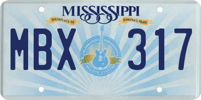 MS license plate MBX317